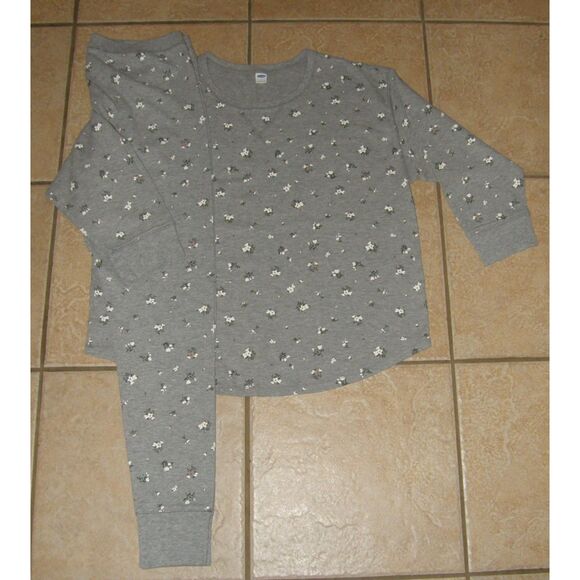 Old Navy Other - OLD NAVY Gray Floral Sz Large Stretchy Pants & Shirt 2 Pc Pajama Lounge Set